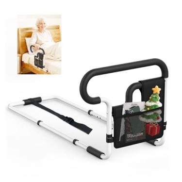 Imagem de Cuzieey Trilhos de cama para adultos idosos: barra de assistência de cabeceira ajustável para idosos - protetor de suporte de alça de corrimão de cama lateral - trilhos de cama deslizantes sob o
