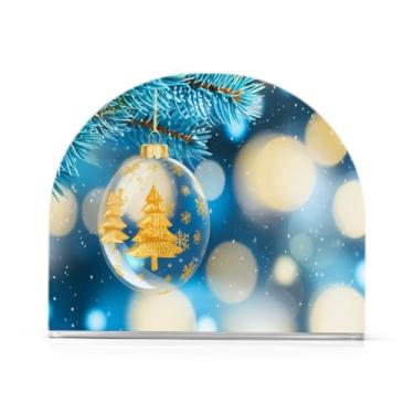 Imagem de Qilmy Globo de neve de Natal suporte de guardanapo acrílico, porta-guardanapos para mesas cozinha restaurante decoração de casa, suporte decorativo moderno para papel de jantar guardanapos de coquetel