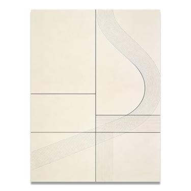 Imagem de Ondulações sutis Arte em tela minimalista: Serenidade tons neutros grande área em branco para decoração de espaço calmo 30 x 45 cm sem moldura