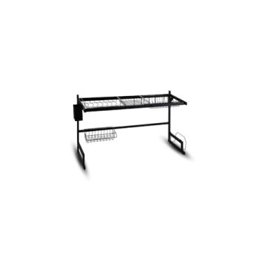 Imagem de Escorredor de Louças Suspenso para Pia, Aço Inoxidável, Preto Fosco, 65x32x54.5cm, Multifuncional