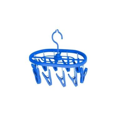 Imagem de Varal Oval com 10 Prendedores, Plástico, 23x16cm, Sortido, Compacto, para Secar Roupas Pequenas