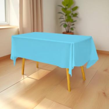 Imagem de Toalha de mesa de plástico premium 137 cm x 277 cm. Capa de mesa retangular - azul claro