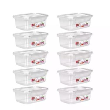 Imagem de Kit 10 Potes Marmita Fitness 750ml Travas Freezer Microondas