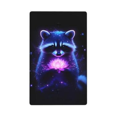 Imagem de Indokyeyqaz Placa decorativa decorativa para interruptor de luz para dispositivo branco de lótus rosa guaxinim, 1 placa de interruptor e tampa de tomada 7 x 11,4 cm para cozinha, quarto, decoração de