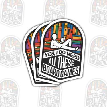 Imagem de Adesivo de 3 peças, Yes I Do Need All These Board Games, Decalque Colorido Leitor de Estante, Amante de Jogos de Tabuleiro, Design de Leitura de Gamer, Adesivos Cortados à Prova D'Água para Laptop
