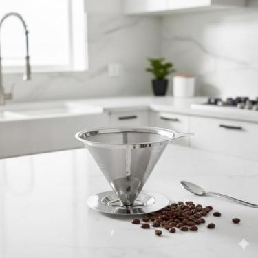 Imagem de Coador de Café Aço Inox Reutilizável Ecológico, Ideal para Café Fresco e Saboroso