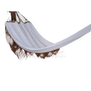 Imagem de Rede Dormir Grande 4,5 Metros Reforçada Resistente Casal Extra Espaçosa(Crua Com Detalhe Caramelo)