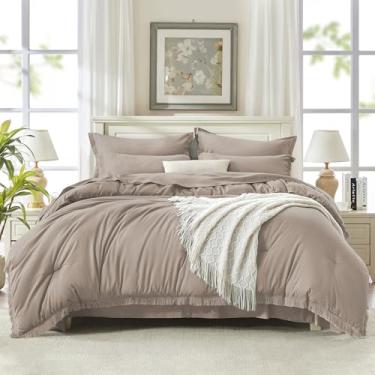 Imagem de Conjunto de edredom AAndency California King Size com lençol cáqui – 7 peças, cama king-size cal, boêmio, conjunto de cama enferrujada com edredom, lençóis, fronhas e fronhas