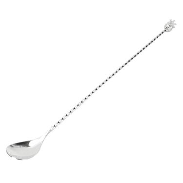 Imagem de Eujgoov Colher de Barra de Aço Inoxidável Com Cabo Longo, Agitador de Mistura de Coquetel, Colher Multifuncional para Mexer Bebidas para Uso Doméstico Profissional, Cafeteria, chá Gelado (Prata)