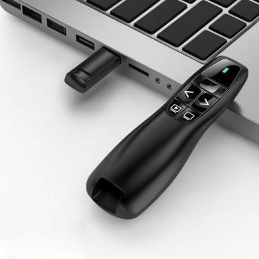 Imagem de Clicker de apresentação para PowerPoint, controle remoto de apresentador sem fio USB de 2,4 GHz com controle de volume, clique deslizante avançado para laptop, preto