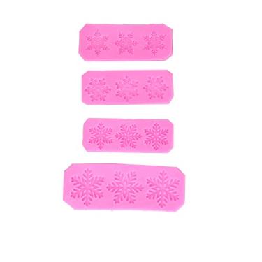 Imagem de Acouto Conjunto de Moldes de Silicone de Floco de Neve de 5 Unidades - Sem Design Viscoso Fácil Uso e Limpeza - Flexível e Bolos, Chocolates, Fondant e Aromaterapia Decorações de Natal de 5 Formas