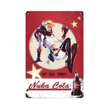 Imagem de Placa De Metal Vintage Fallout Nuka Cola Zap That Thirst, Decoração Re