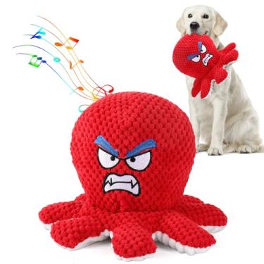 Imagem de BABORUI Brinquedos interativos para cães, polvo, brinquedos para cães barulhentos com modos de gravação e música, brinquedos recarregáveis para mastigar cães em movimento para cães pequenos/médios