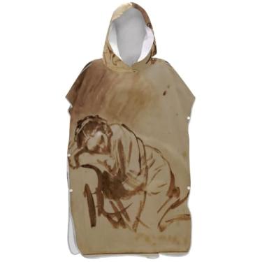 Imagem de Joisal Roupão clássico com estampa feminina e poncho de surfe para Adul Beach moletom toalha de natação reutilizável masculino feminino poncho com capuz