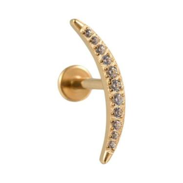 Imagem de Brinco De Cartilagem Em Titânio Cor Dourada Com Zircônia Cúbica Em For