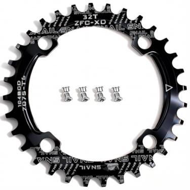 Imagem de CYSKY Anel de corrente estreito largo 104BCD 32T 34T 36T 38T Anel de corrente para bicicleta para 9 10 11 velocidade, perfeito para a maioria das bicicletas de bicicleta Mountain Bike BMX MTB Fixie Track Fixed-Gear Bicycle (redondo, preto), Preto, 32T