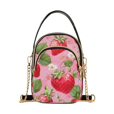 Imagem de GAIGEO Bolsa de ombro Sea Underwater com água-viva brilhante com zíper, transversal feminina, bolsas transversais modernas para mulheres, Aquarela de morango em rosa - 4, One Size