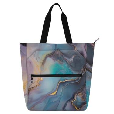 Imagem de Bolsa de trabalho feminina moderna com estampa de mármore, bolsa escolar, bolsa de tecido, bolsas de tecido, presente para amantes de livros