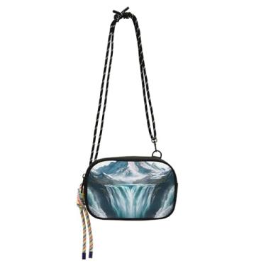 Imagem de TSENQUE Bolsa tiracolo pequena feminina carteira para celular bolsa feminina fofa viagem pequena bolsa de ombro paisagem de montanha