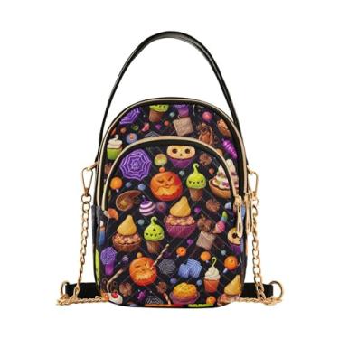 Imagem de GAIGEO Bolsa tiracolo feminina Halloween Candy and Candies, bolsa pequena com alça de ombro, bolsa transversal de verão, Doces e doces de Halloween - 4, One Size