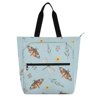 Imagem de Sacola feminina para trabalho com traças em aquarela para faculdade, escola, bolsas médias, presentes para amantes de livros