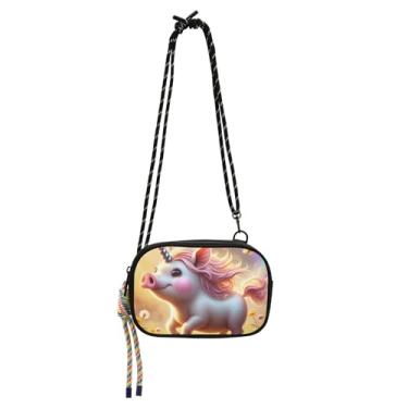 Imagem de Bolsa feminina pequena tiracolo bolsas para celular bolsas florais fofas sobre o ombro bolsas fofas unicórnio porco