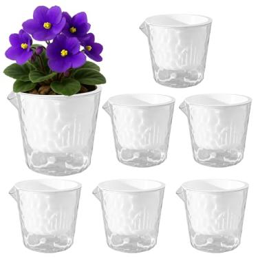 Imagem de Vasos de plantas autoirrigáveis de 16,5 cm para plantas de interior, 6 pacotes de vaso violeta africano, vasos autoirrigáveis para ervas, orquídeas, hera do diabo, plantadores de flores para casa