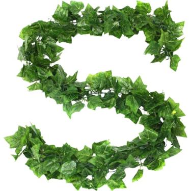 Imagem de Bairdish 2 peças de plantas falsas, vinhas artificiais, decoração de folhas de uva artificiais para casa, casa de fazenda, dormitório, parede, casamento, festa de Natal, fotografia de palco, decoração