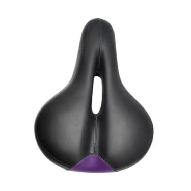 Imagem de KiBcsLic Selim de bicicleta de montanha, assento de ciclismo de espuma macia de substituição, assento de bicicleta em couro PU para acessórios de exercício, Azul