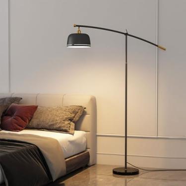 Imagem de Luminária de chão com cúpula metálica, luminária de luxo para ambientes internos, altura ajustável, acabamento polido dourado/preto, ideal para leitura, luminária de chão com haste que prote