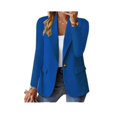 Imagem de Blazer Feminino Oversized Para Negócios, Jaqueta De Manga Longa Com La