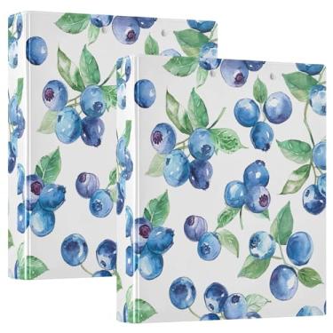 Imagem de Fichários florais personalizados de mirtilo fresco, 3 polegadas, 3 anéis, 200 folhas, caderno, fichário redondo, 31,5 x 27 x 6 cm, pacote com 2