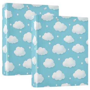 Imagem de Fichários de 3 anéis personalizados com nuvens brancas azuis claras, 3 polegadas, comporta 200 folhas, pastas de caderno, 31,5 x 27 x 6 cm, 1 pacote