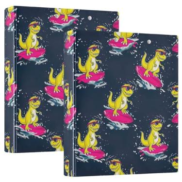 Imagem de Desenhos animados Rex rosa prancha de surfe azul marinho 3 argolas com 3 anéis para guardar 200 folhas, portfólio de pastas fofas, fichário, 31,5 x 27 x 6 cm, 1 pacote