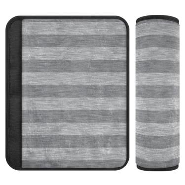 Imagem de Capa de cinto de segurança cinza com listras texturizadas, 16,5 x 6,5 polegadas, pacote com 2, macio e confortável, capas de cinto de segurança para adultos