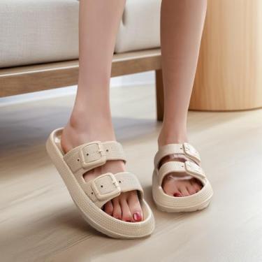 Imagem de Sandálias de fivela dupla, calçados ajustáveis para uso casual e ao ar livre, sandálias confortáveis e elegantes, Caqui, 10-11