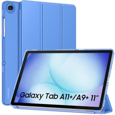 Imagem de MoKo Capa para Galaxy Tab A11+ Plus/A9+ 28 cm 2025/2023, capa protetora inteligente de suporte fino com capa traseira translúcida de policarbonato rígido para tablet Galaxy Tab A11+/A9 Plus, despertar