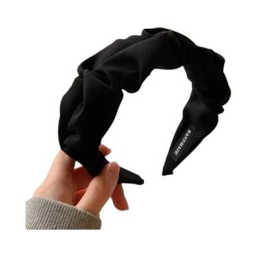 Imagem de Tiara De Cabelo Feminina Larga Em Cor Sólida Com Flor, Acessórios De C