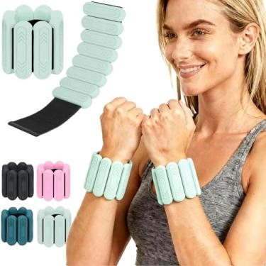 Imagem de Smlper Conjunto de 2 pesos de tornozelo (0,5 kg/0,9 kg cada) – Pesos de pulso e tornozelo ajustáveis premium para mulheres e homens, pulseiras de silicone para treinamento de força para natação