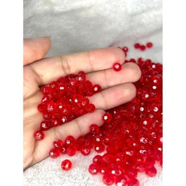 Imagem de Miçanga Acrílica Cristal 6mm Sextavada Colorida para Bijuterias e Artesanato – 200 Unidades (VERMELHO - 145)