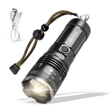 Imagem de Lanterna Tatica Militar Recarregável | LED Alta Potência Tipo Sabre de Luz 9000 mAh | 5 Modos | USB | Resistente à Água e Impacto | Recarregavel | Compacta e Durável | Zoom regulavel LP-080