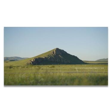 Imagem de LKXGRRSFG Pilhas salientes de rochas foto real cidade mar neve vale rio nascer do sol impressão em tela para decoração de casa 20 x 36 cm sem moldura