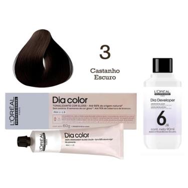 Imagem de Tonalizante Dia Color 3 Castanho Escuro + Emulsão Reveladora 6v  L'Oré