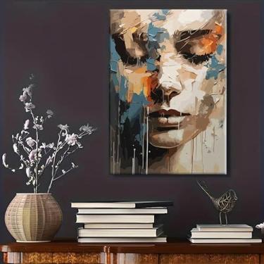 Imagem de 1 peça, arte moderna, rosto feminino, presente ideal para corredor de sala de estar, arte de parede, decoração de parede, decoração de inverno, decoração de quarto. (Observação: sem moldura), 20 x 30