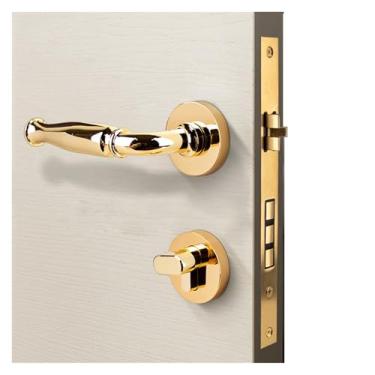 Imagem de Fechadura de porta de madeira silenciosa de latão francês, divisória, fechadura, ferragens para casa, quarto, maçaneta de porta de madeira de latão (ouro)