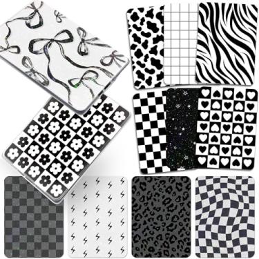 Imagem de Berirexrion Inserção de cartolina para capa transparente – 12 peças, decalque traseiro preto e branco, compatível com Kindle Paperwhite 11ª 12ª geração, acessórios de cartão de 17,3 cm para leitores e