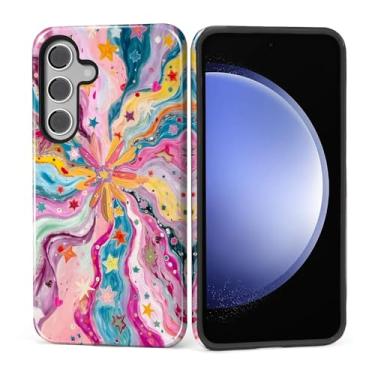 Imagem de Akinmi Capa para Samsung Galaxy S24, capa protetora dupla de silicone macio para Samsung Galaxy S24 - design artístico cósmico psicodélico starburst