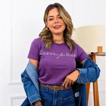 Imagem de T-shirt Feminina Manga Curta Gola Redonda Algodão Roupa Feminina - Din