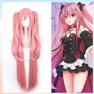Imagem de Peruca De Cosplay Com Clip Duplo Rosa Para Anime, Cabelo Longo De Anjo
