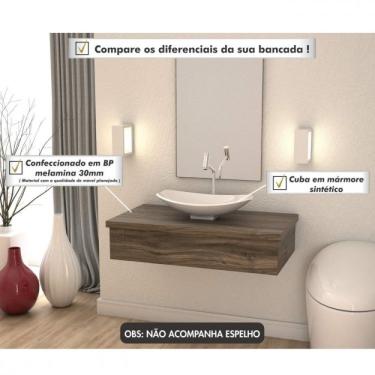 Imagem de Conjunto Bancada Para Banheiro 80cm Com Cuba Canoa L45 800w Metrópole Compace